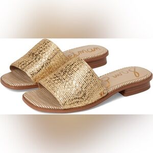 Sam Edelman Sabrina Sunny Gold Leather Mule Slides Sandals 10.5